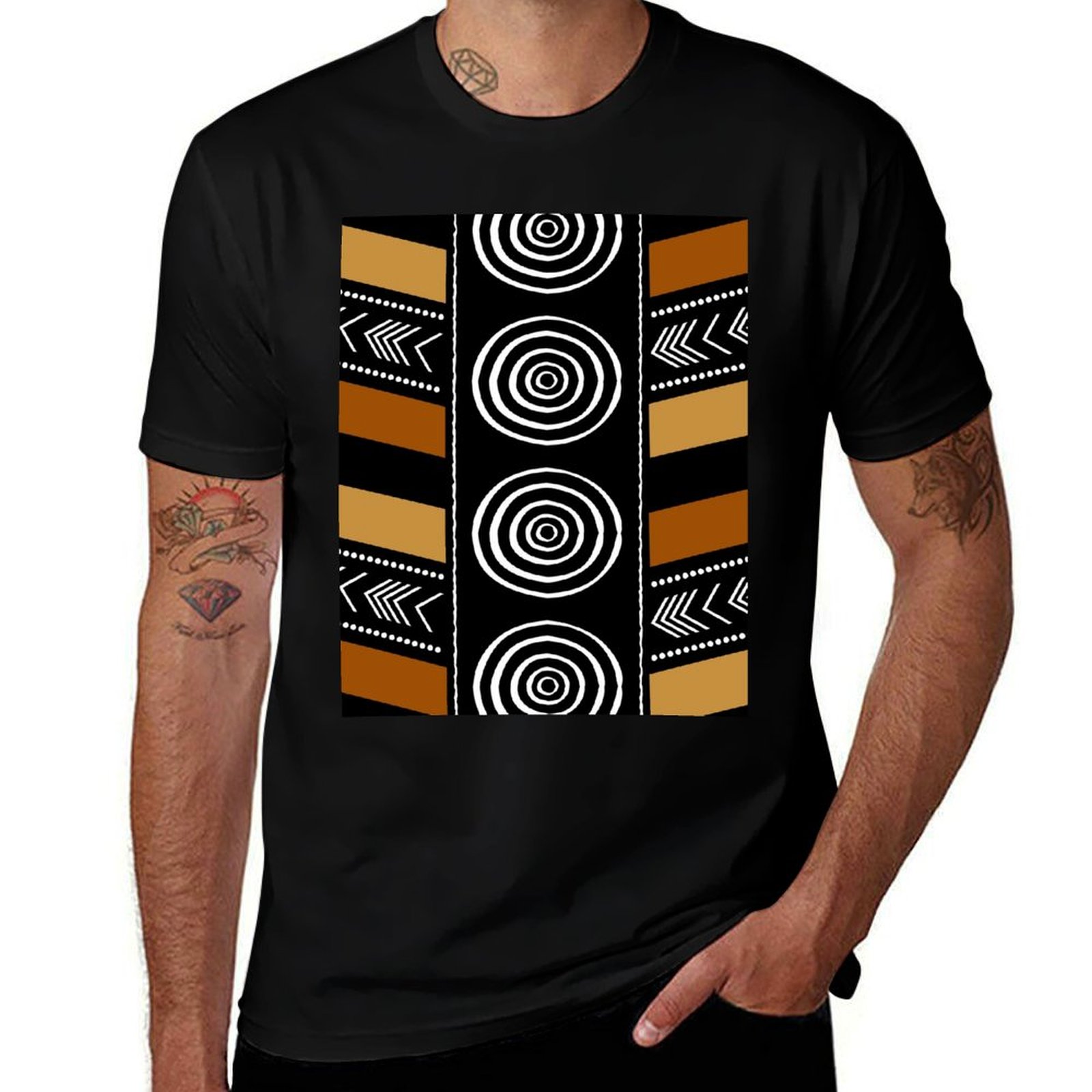 Mudcloth Print Top - T-shirt con stampa artistica African Mud