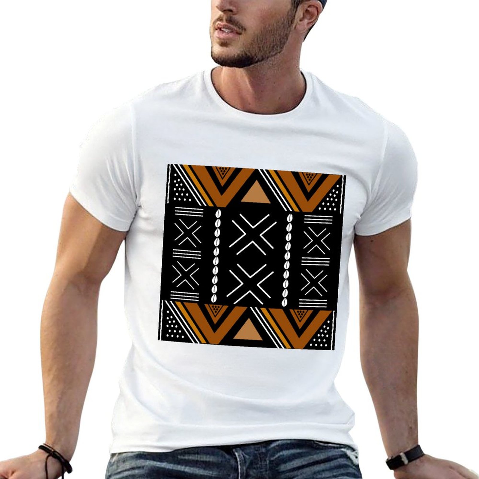 Mudcloth Print Top - T-shirt con design Bogolan in tessuto