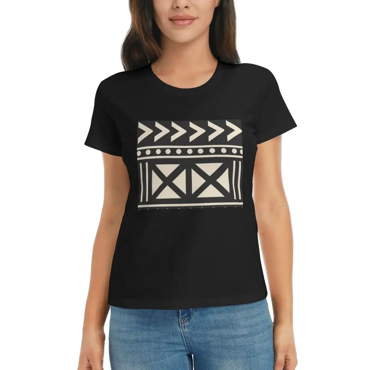 Mudcloth Print Top - T-shirt da donna in cotone con