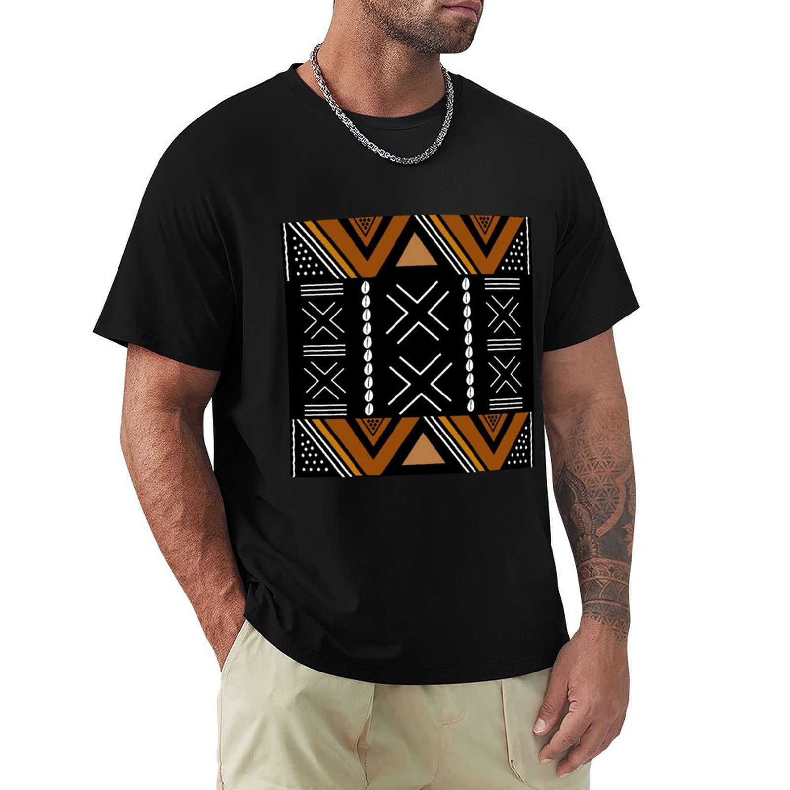 Mudcloth Print Top - T-shirt con design Bogolan in tessuto